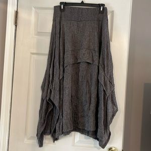 Gray below knee skirt with side slit opening on each side